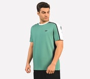 CONTRAST SHOULDER PANEL COTTON, SAGE Apparel Top View
