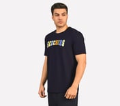 MULTICOLOR LOGO T-SHIRT, NAVY Apparel Top View