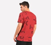 SKECHERS WORD ART AOP T-SHIRT, GRAY/RED Apparel Left View