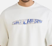 MENS TECHNO PRINT T-SHIRT, WHITE Apparel Right View