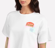 DROP SHOULDER BADGE T-SHIRT, WHITE
