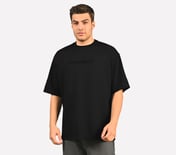 EMBOSSED LOGO T-SHIRT, BLACK/CHARCOAL/BLUE Apparel Lateral View