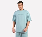 EMBOSSED LOGO T-SHIRT, LT.GRAY/BLUE Apparel Lateral View