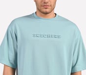 EMBOSSED LOGO T-SHIRT, LT.GRAY/BLUE Apparel Right View