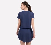 POPCORN FABRIC T-SHIRT, LT.GRAY/NAVY Apparel Left View
