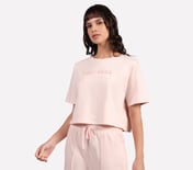 EMBOSSED BOXY FIT T-SHIRT, NEON PINK/YELLOW Apparel Top View