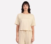 EMBROIDERED BOXY FIT T-SHIRT, NATURAL/BLUE Apparel Lateral View