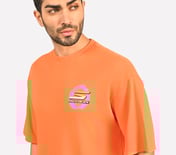 PICKLEBALL OVERSIZE T-SHIRT, TURQUOISE/CORAL