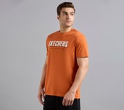 SKECHERS HAND PAINTED TEE, CHARCOAL/ORANGE
