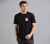 APPLIQUE PRINT T-SHIRT, BLACK
