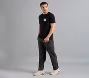 APPLIQUE PRINT T-SHIRT, BLACK