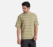 MISMATCH STRIPE PANEL TEE, TAUPE/SILVER