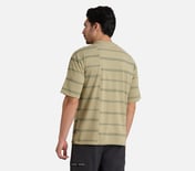 MISMATCH STRIPE PANEL TEE, TAUPE/SILVER
