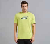 SKECHERS NEWSPRINT LOGO TEE, MINT/YELLOW