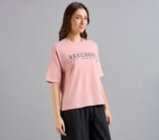 GEL PRINT OVERSIZED TEE, PURPLE/YELL