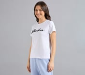 TUFT EMBROIDERED TEE, WHITE Apparel Top View