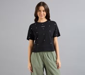 ALL OVER RHINESTONE T-SHIRT, BLACK