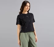 ALL OVER RHINESTONE T-SHIRT, BLACK