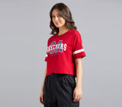 VARSITY PRINT TEE, GRAY/RED Apparel Top View