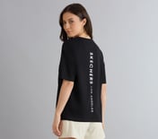 OVERSIZED LONG BACK PRINT TEE, BLACK