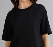 OVERSIZED LONG BACK PRINT TEE, BLACK