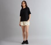 OVERSIZED LONG BACK PRINT TEE, BLACK