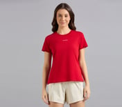 BASIC BRANDED INTERLOCK TEE, GRAY/RED