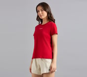 BASIC BRANDED INTERLOCK TEE, GRAY/RED