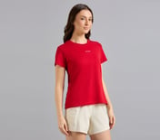 BASIC BRANDED INTERLOCK TEE, GRAY/RED