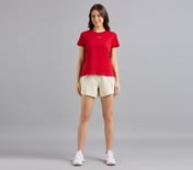 BASIC BRANDED INTERLOCK TEE, GRAY/RED