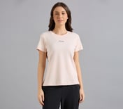 BASIC BRANDED INTERLOCK TEE, NATURAL/BLUE Apparel Lateral View