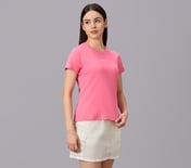 BASIC BRANDED INTERLOCK TEE, PINK/WHITE/TURQUOISE