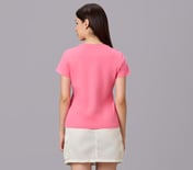BASIC BRANDED INTERLOCK TEE, PINK/WHITE/TURQUOISE