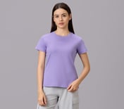 BASIC BRANDED INTERLOCK TEE, WHITE/LAVENDAR/PURPLE