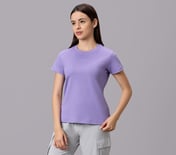 BASIC BRANDED INTERLOCK TEE, WHITE/LAVENDAR/PURPLE