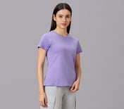 BASIC BRANDED INTERLOCK TEE, WHITE/LAVENDAR/PURPLE