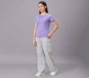 BASIC BRANDED INTERLOCK TEE, WHITE/LAVENDAR/PURPLE