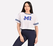 MUMBAI INDIANS: MESH CROP TOP, WHITE Apparel Lateral View