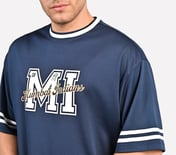 MUMBAI INDIANS: MESH T-SHIRT, NAVY/PERIWINKLE