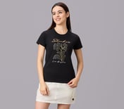 FLORAL FOIL PRINT TEE, BLACK