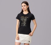 FLORAL FOIL PRINT TEE, BLACK