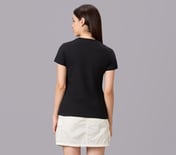 FLORAL FOIL PRINT TEE, BLACK