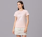 FLORAL FOIL PRINT TEE, WHT/HT PNK/PRPL