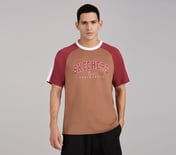 SLEEVE COLOR BLOCK TEE, CHOCOLATE/ORANGE Apparel Lateral View