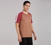 SLEEVE COLOR BLOCK TEE, CHOCOLATE/ORANGE Apparel Bottom View
