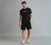 SOCCER BRANDED T-SHIRT, BLACK