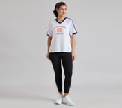 MUMBAI INDIANS V- NECK OVERSIZED TEE, WHITE