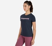 SPLIT LOGO CREWNECK T-SHIRT, NNNAVY Apparel Top View