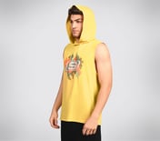 OASIS CAMO HOODIE TANK, RED/YELLOW