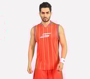 BASKETBALL V NECK TANK, WHITE/BLACK/ORANGE